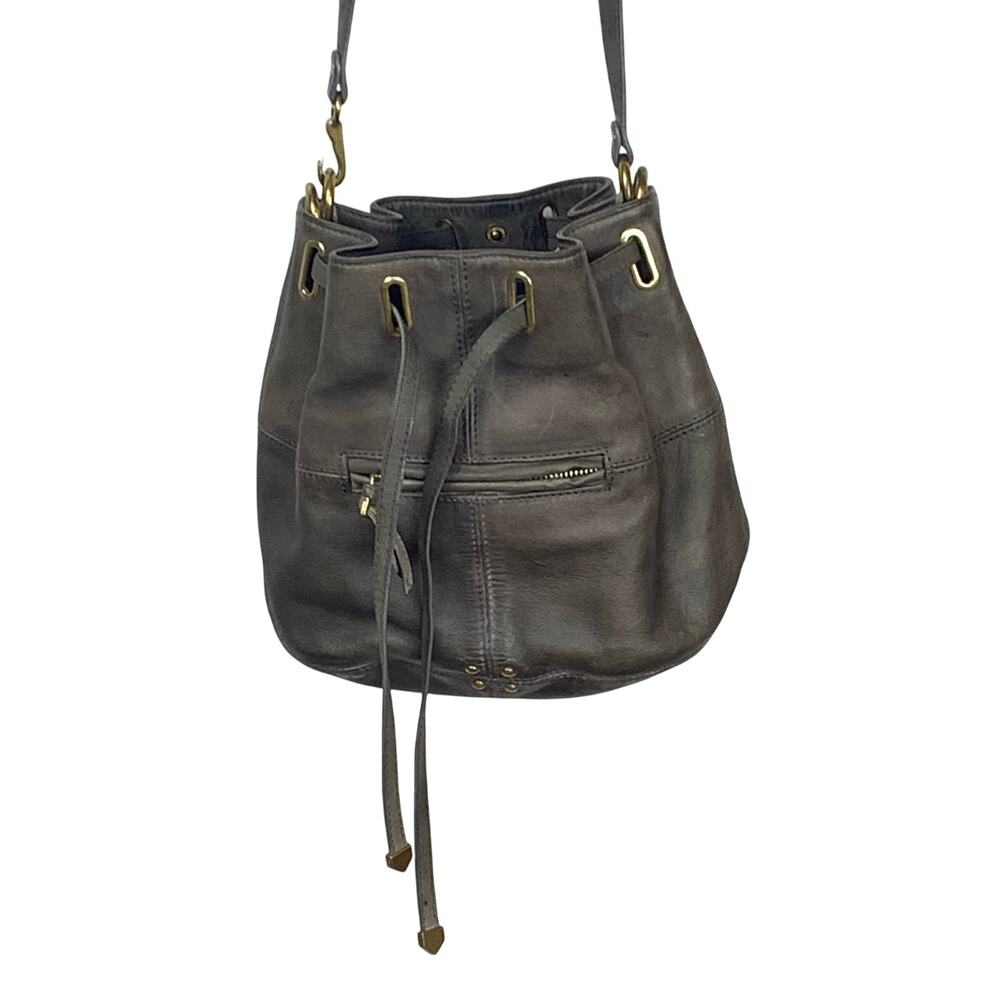 Alain Jerome Dreyfuss Grey  Leather Bucket Bag Crossbody Bag